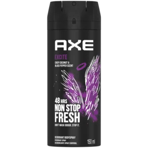 Axe Excite Crisp Coconut & Black Pepper Scented 48 Hour Fresh Deodorant Body Spray 150ml Axe Excite Crisp Coconut & Black Pepper Scented 48 Hour Fresh Deodorant Body Spray 150ml
