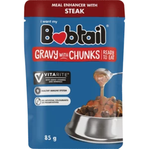 Bobtail Steak Gravy With Chunks Dog Food 85g Bobtail Steak Gravy With Chunks Dog Food 85g
