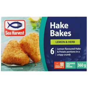 Sea Harvest Frozen Lemon & Herb Hake Bakes 360g Sea Harvest Frozen Lemon & Herb Hake Bakes 360g