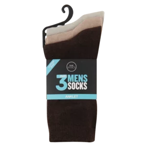 Bare Basics Mens Stone Anklet Socks 3 Pack