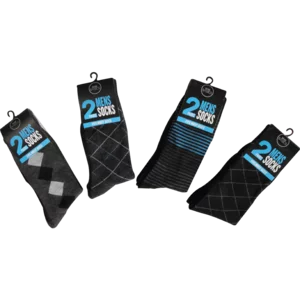 Bare Basics Assorted Mens Plain & Print Socks 2 Pack Bare Basics Assorted Mens Plain & Print Socks 2 Pack