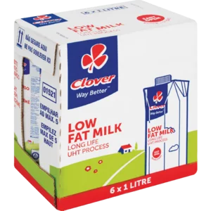 Clover UHT Long Life Low Fat Milk Carton 6x1L Clover UHT Long Life Low Fat Milk Carton 6x1L