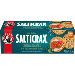 Bakers Salticrax Mediterranean Herbs Salted Crackers 200g Bakers Salticrax Mediterranean Herbs Salted Crackers 200g