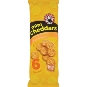 Bakers Cheese Mini Cheddars Pack 6x33g Bakers Cheese Mini Cheddars Pack 6x33g