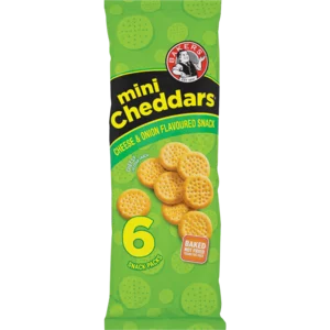 Bakers Cheese & Onion Mini Cheddars Pack 6x33g Bakers Cheese & Onion Mini Cheddars Pack 6x33g