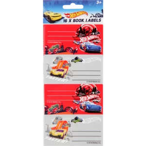 Hot Wheels Red & Grey Book Labels 16 Pack Hot Wheels Red & Grey Book Labels 16 Pack