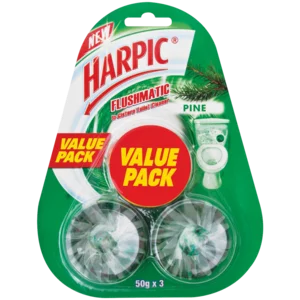 Harpic Flushmatic Pine Toilet Cleaner Block 3x50g