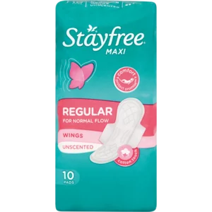 Stayfree Maxi Regular Unscented Sanitary Pads With Wings 10 Pack