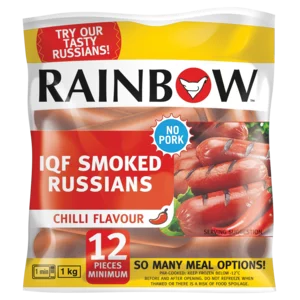 Rainbow Chilli Flavoured IQF Smoked Russians Pack 1kg Rainbow Chilli Flavoured IQF Smoked Russians Pack 1kg