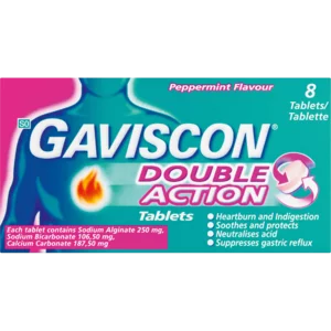 Gaviscon Double Action Peppermint Antacid Tablets 8 Pack