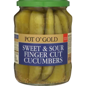 Pot O' Gold Sweet & Sour Finger Cut Cucumbers 670ml Pot O' Gold Sweet & Sour Finger Cut Cucumbers 670ml