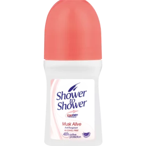 Shower To Shower Musk Alive Anti-Perspirant Roll On 50ml Shower To Shower Musk Alive Anti-Perspirant Roll On 50ml