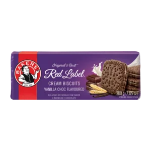 Bakers Red Label Vanilla Chocolate Flavoured Cream Biscuits 200g Bakers Red Label Vanilla Chocolate Flavoured Cream Biscuits 200g