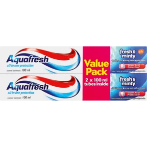 Aquafresh Fresh & Minty Toothpaste 2x100ml Aquafresh Fresh & Minty Toothpaste 2x100ml