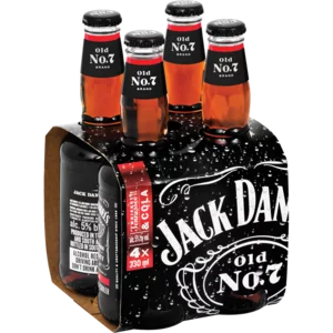 Jack Daniel's Whiskey & Cola Cooler Bottles 4x330ml Jack Daniel's Whiskey & Cola Cooler Bottles 4x330ml