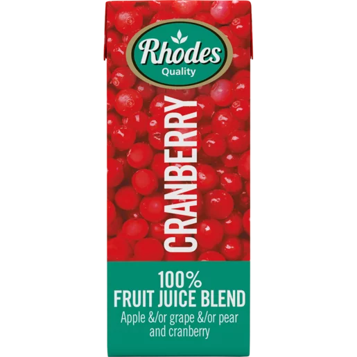 Rhodes 100% Cranberry Fruit Juice Blend 200ml Rhodes 100% Cranberry Fruit Juice Blend 200ml