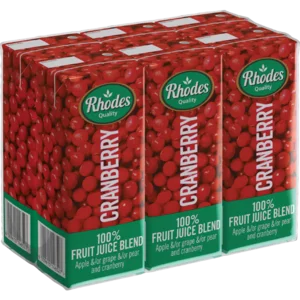 Rhodes 100% Cranberry Fruit Juice Blend 6x200ml Rhodes 100% Cranberry Fruit Juice Blend 6x200ml