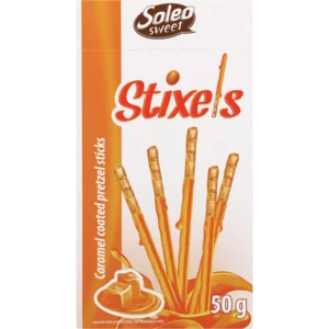 Soleo Stixels Caramel Pretzel Sticks 50g Soleo Stixels Caramel Pretzel Sticks 50g