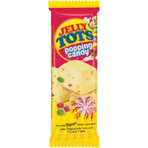 Beacon Jelly Tots & Popping Candy Flavoured White Chocolate Slab 80g Beacon Jelly Tots & Popping Candy Flavoured White Chocolate Slab 80g
