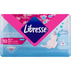 Libresse Protection & Comfort Scented Maxi Regular Deo Sanitary Pads With Wings 10 Pack Libresse Protection & Comfort Scented Maxi Regular Deo Sanitary Pads With Wings 10 Pack