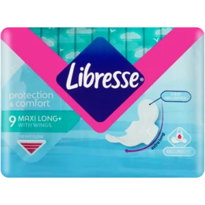 Libresse Protection & Comfort Unscented Maxi Long Heavy Sanitary Pads With Wings 9 Pack Libresse Protection & Comfort Unscented Maxi Long Heavy Sanitary Pads With Wings 9 Pack