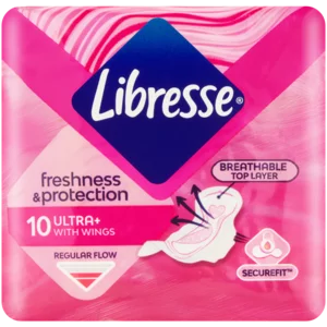 Libresse Freshness & Protection Ultra Regular Sanitary Pads With Wings 10 Pack Libresse Freshness & Protection Ultra Regular Sanitary Pads With Wings 10 Pack
