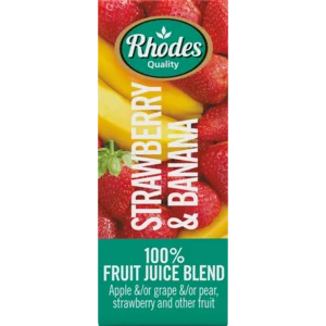 Rhodes 100% Strawberry & Banana Fruit Juice Blend Carton 200ml Rhodes 100% Strawberry & Banana Fruit Juice Blend Carton 200ml