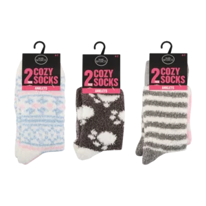Bare Basics Ladies Assorted Cozy Anklet Socks One Size 2 Pack Bare Basics Ladies Assorted Cozy Anklet Socks One Size 2 Pack