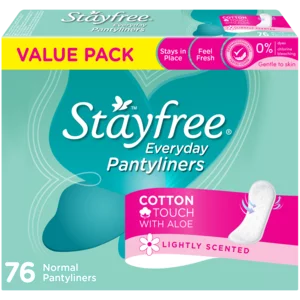 Stayfree Cotton Touch Lightly Scented With Aloe Everyday Pantyliners 76 Pack Stayfree Cotton Touch Lightly Scented With Aloe Everyday Pantyliners 76 Pack