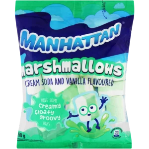 Manhattan Cream Soda & Vanilla Flavoured Marshmallows 150g Manhattan Cream Soda & Vanilla Flavoured Marshmallows 150g