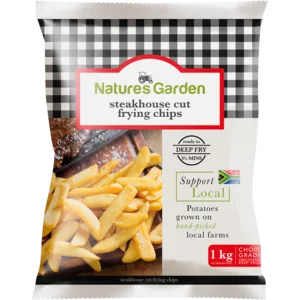 Natures Garden Frozen Steakhouse Cut Frying Chips 1kg Natures Garden Frozen Steakhouse Cut Frying Chips 1kg
