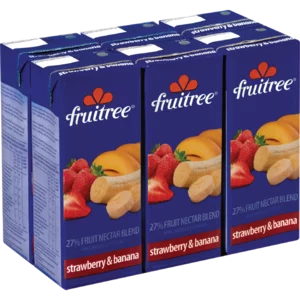Fruitree Strawberry & Banana Fruit Juice 6x200ml Fruitree Strawberry & Banana Fruit Juice 6x200ml