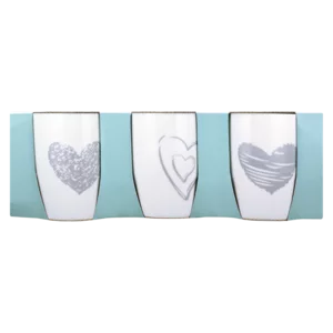 Heart Sketch Coffee Mug Set 3 Piece