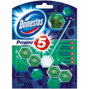 Domestos Power5 Pine Scented Rimblocks 55g Domestos Power5 Pine Scented Rimblocks 55g