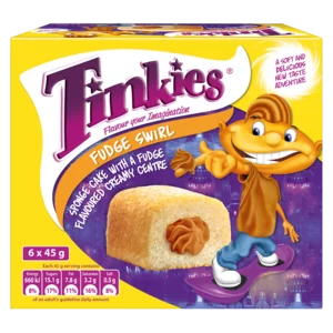 Tinkies Fudge Swirl Flavoured Creamy Sponge Cakes 6x45g