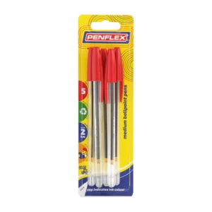 Penflex Clear Red Pen Ballpoint 5 Pack Penflex Clear Red Pen Ballpoint 5 Pack
