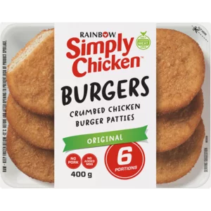 Rainbow Simply Chicken Original Crumbed Chicken Burger Patties 400g Rainbow Simply Chicken Original Crumbed Chicken Burger Patties 400g