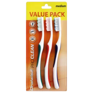 Oralwise Pro Clean Medium Toothbrush 3 Pack Oralwise Pro Clean Medium Toothbrush 3 Pack
