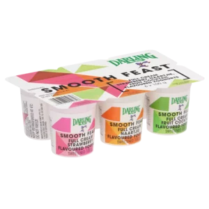 Darling Smooth Feast Full Cream Strawberry/Naartjie/Fruit Cocktail Flavoured Yoghurt 6x100ml Darling Smooth Feast Full Cream Strawberry/Naartjie/Fruit Cocktail Flavoured Yoghurt 6x100ml