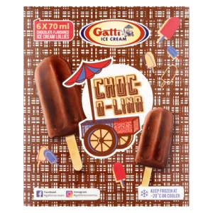 Gatti Choc-O-Lina Ice Cream Sticks 6x70ml Gatti Choc-O-Lina Ice Cream Sticks 6x70ml