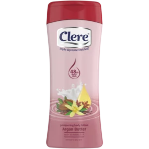 Clere Triple Glycerine Enriched Argan Butter Pampering Body Lotion Bottle 400ml Clere Triple Glycerine Enriched Argan Butter Pampering Body Lotion Bottle 400ml