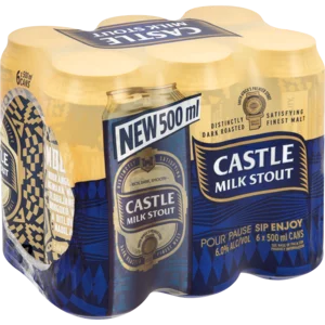Castle Milk Stout Beer Cans 6x500ml