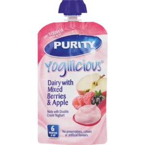 Purity Yoghurt, Apple & Berries Baby Pouch 110ml