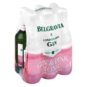 Belgravia London Dry Gin and Pink Tonic Bottles 6x275ml