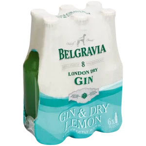 Belgravia London Dry Gin and Dry Lemon Bottles 6x275ml