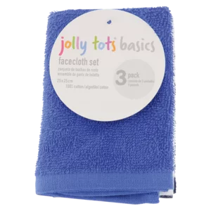 Jolly Tots Basics Plain Facecloth Set 3 Piece