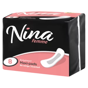 Nina Femme Body Shaped Wingless Scented Maxi-Pads 8 Pack Nina Femme Body Shaped Wingless Scented Maxi-Pads 8 Pack
