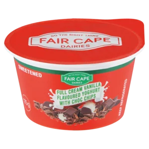Fair Cape Full Cream Vanilla Flavoured Yoghurt With Choc Chips 175g Fair Cape Full Cream Vanilla Flavoured Yoghurt With Choc Chips 175g