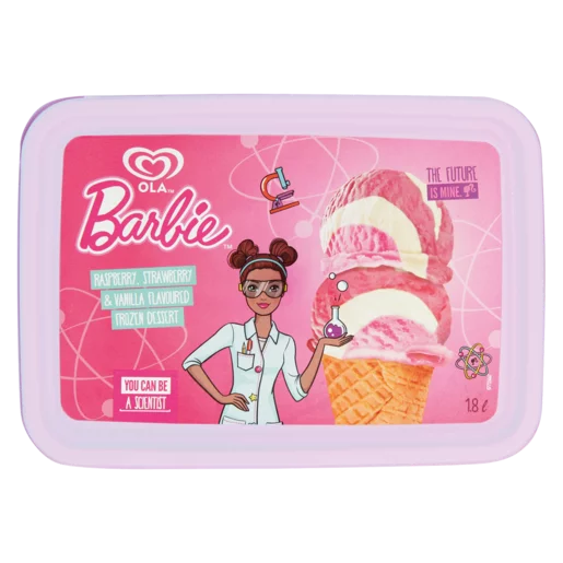 Ola Barbie Raspberry, Strawberry & Vanilla Flavoured Ice Cream 1.8L Ola Barbie Raspberry, Strawberry & Vanilla Flavoured Ice Cream 1.8L