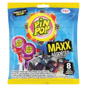 Pin Pop Maxx Assorted Flavoured Lollipops 8 pack Pin Pop Maxx Assorted Flavoured Lollipops 8 pack